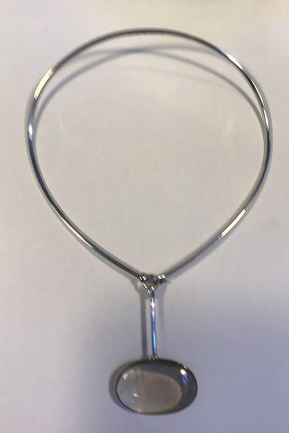 Modern Georg Jensen Sterling Silver Torun Neckring No 174 with Torun Pendant No 133 For Sale