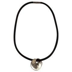 Georg Jensen Sterling Silver Torun Pendant with Rubber Collar No 374