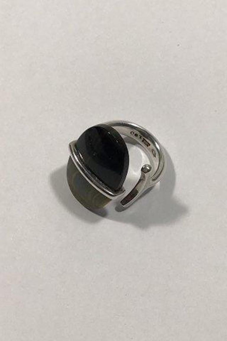 Georg Jensen Sterling Silver Torun Ring No 190 Tiger Eye In Good Condition For Sale In Copenhagen, DK