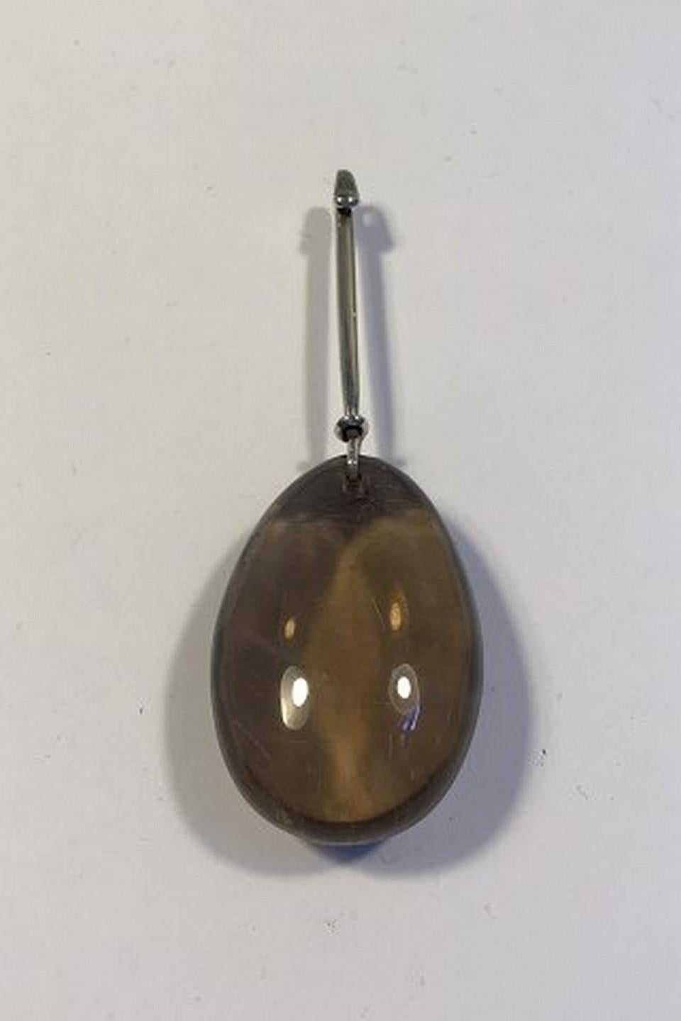 Modern Georg Jensen Sterling Silver Torun Rutile Quartz Pendant No 131 For Sale