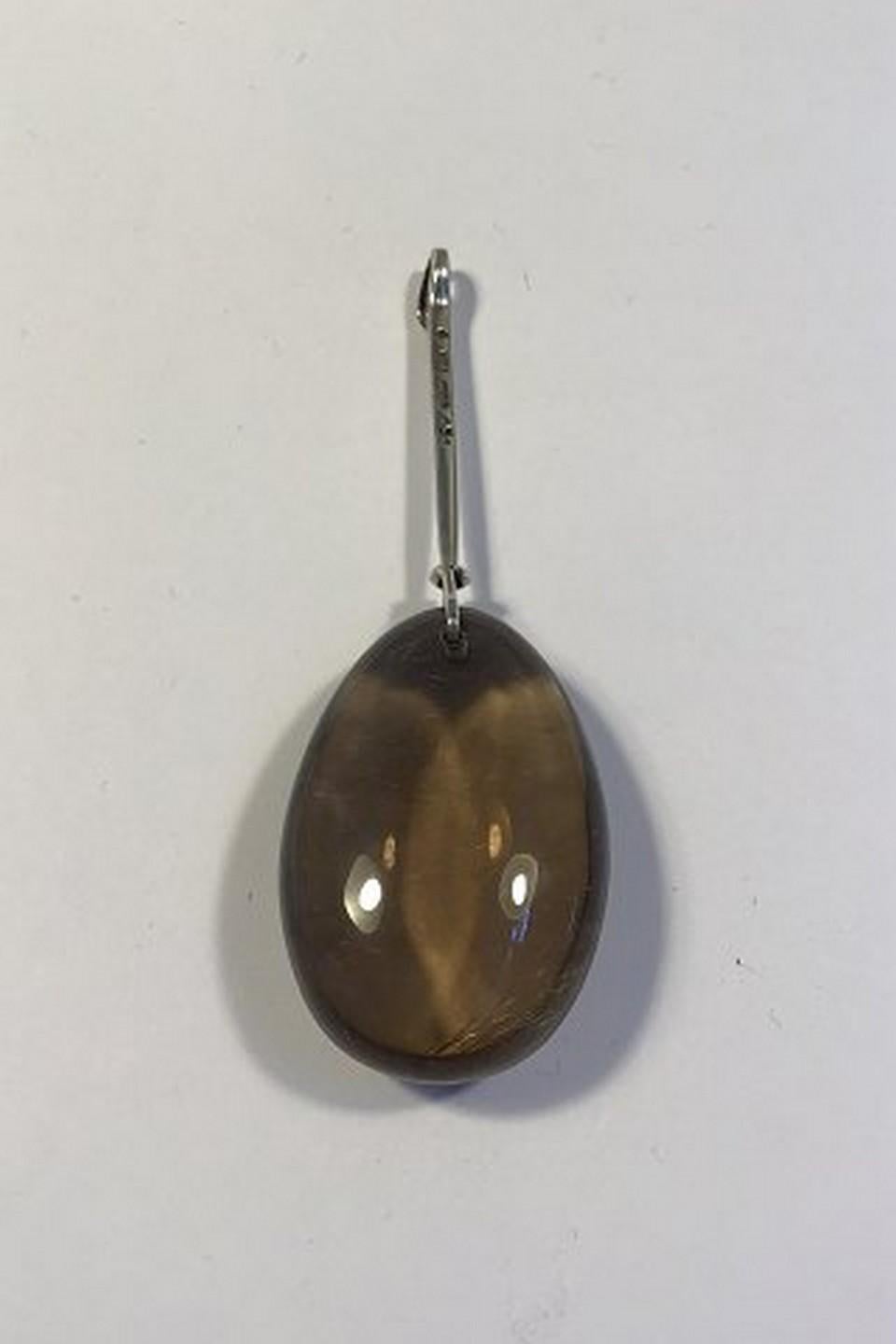 Oval Cut Georg Jensen Sterling Silver Torun Rutile Quartz Pendant No 131 For Sale