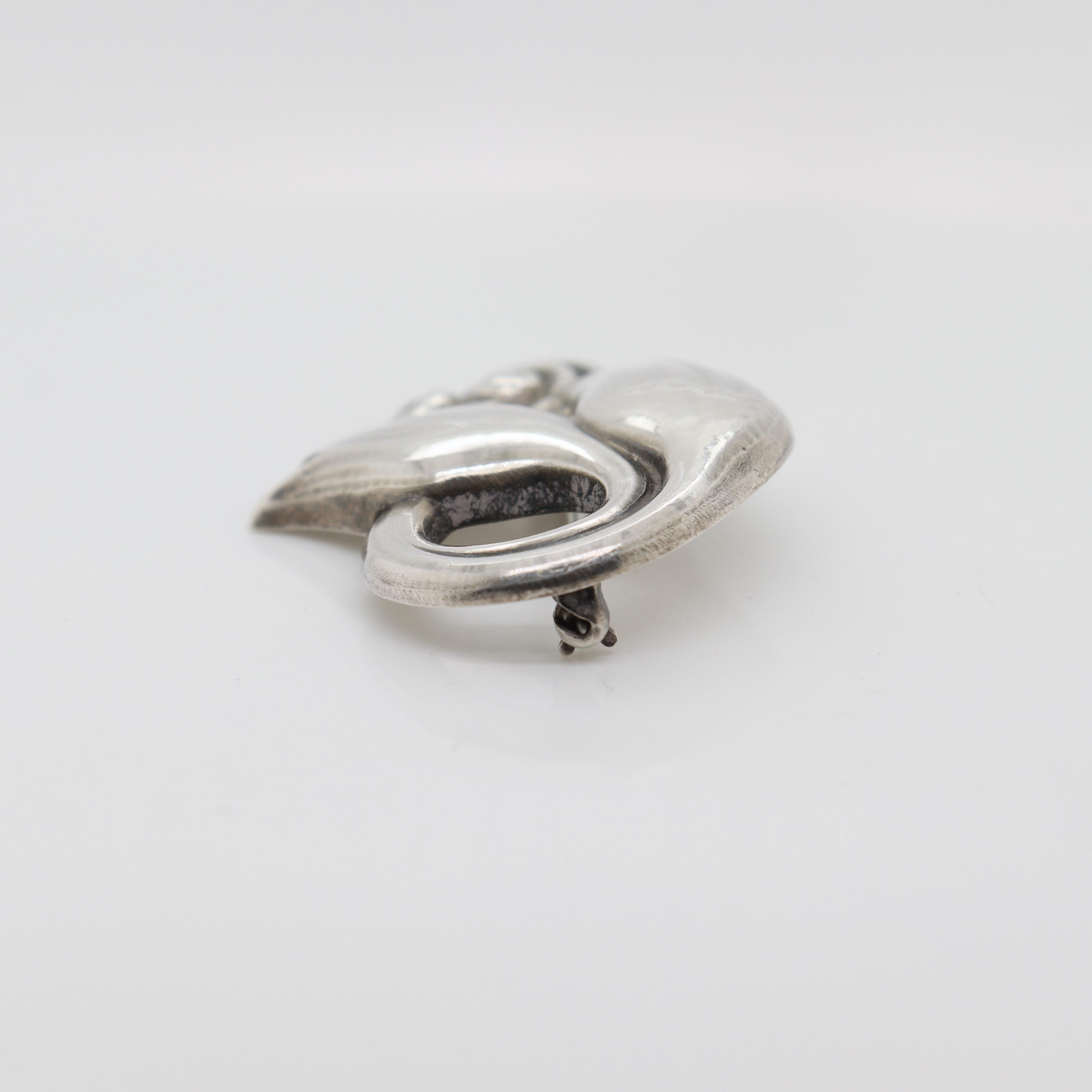Georg Jensen Sterling Silver Tulip Brooch No. 100A In Good Condition For Sale In Philadelphia, PA