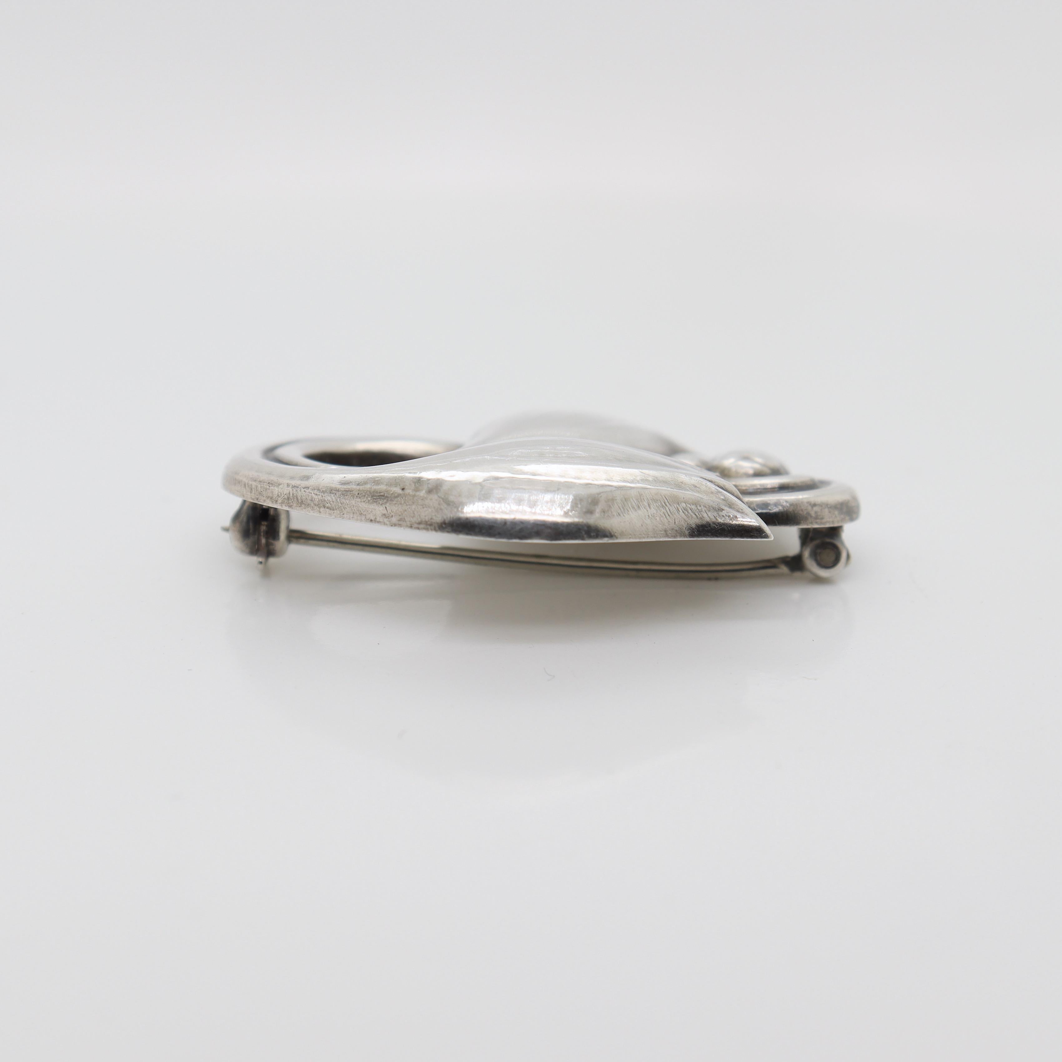 Spilla a tulipano in argento Georg Jensen n. 100A in vendita 6