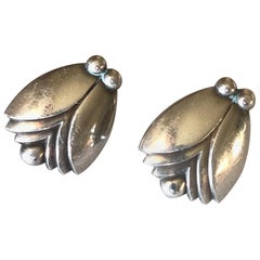 Georg Jensen Sterling Silver "Tulip" Earrings No. 108 by Harald Nielsen