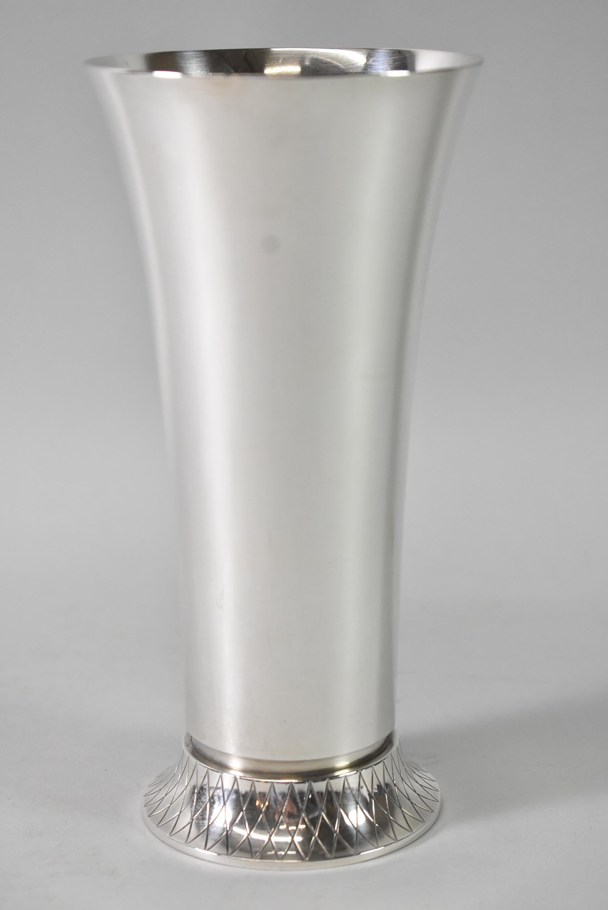 Danish Georg Jensen Sterling Silver Vase No. 819C by Sigvard Bernadotte For Sale