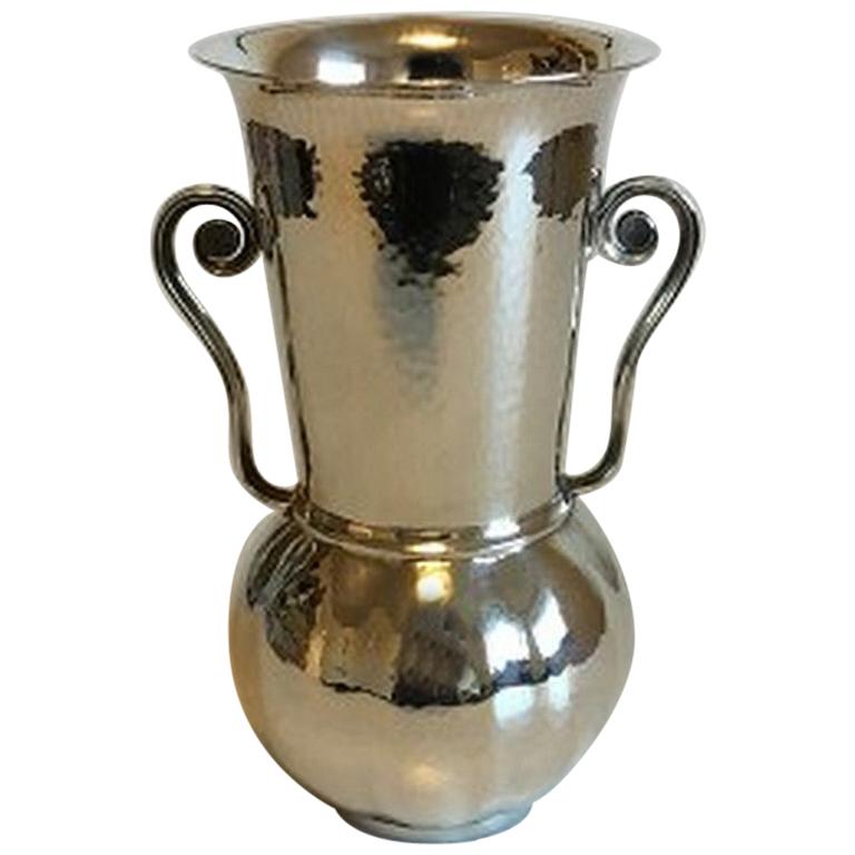 Georg Jensen Sterling Silver Vase with to Handles No 521 For Sale
