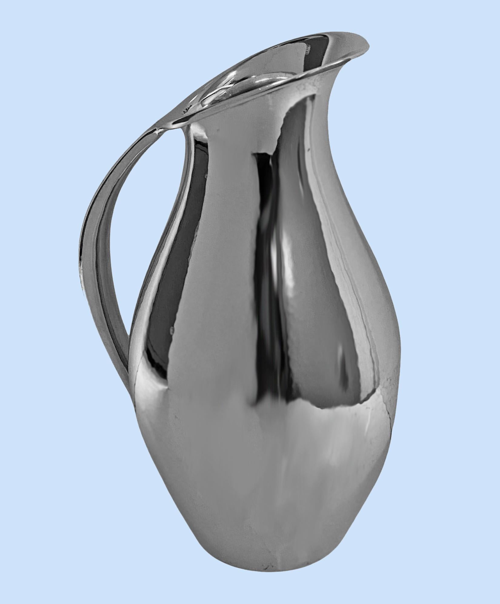 Georg Jensen, Wasserkrug aus Sterlingsilber, ca. 1950, entworfen von Johan Rohde im Angebot 3
