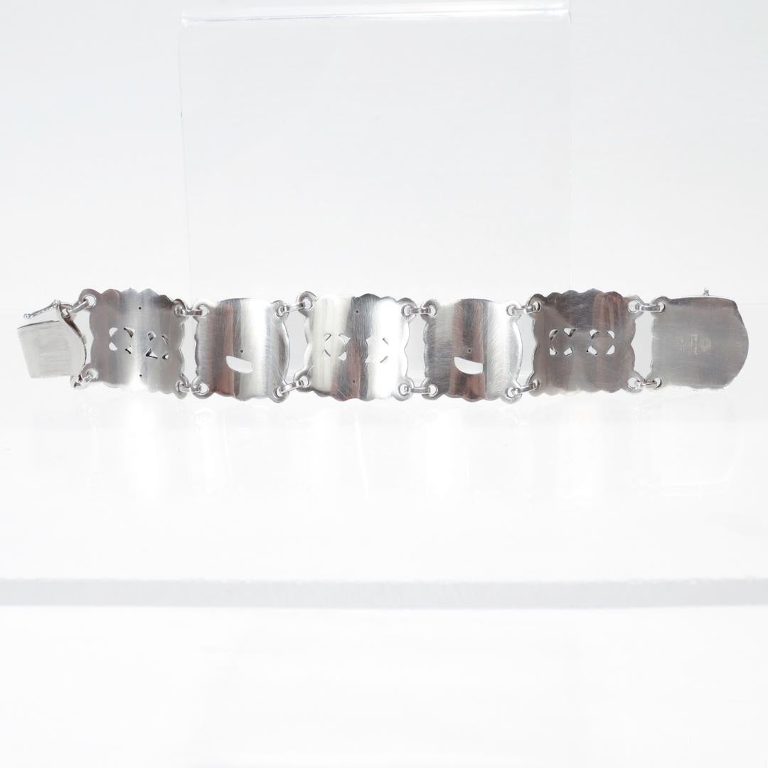 Georg Jensen Sterling Silver Wide Dove Bracelet No. 32 with Moonstones For Sale 12