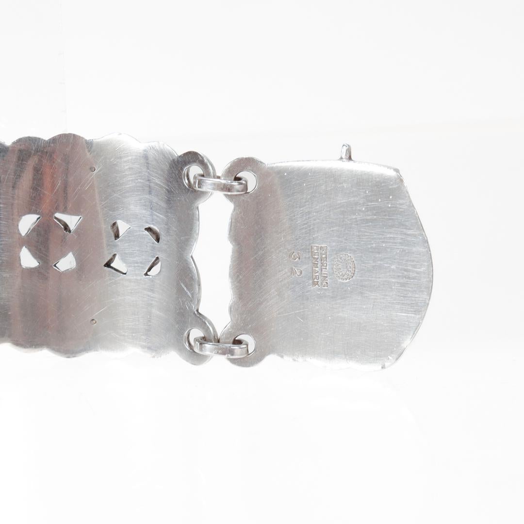 Georg Jensen Bracelet large colombe en argent sterling n° 32 avec pierres de lune en vente 13