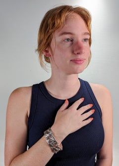 Georg Jensen Bracciale largo in argento 925 con colomba n. 32 e pietre di luna