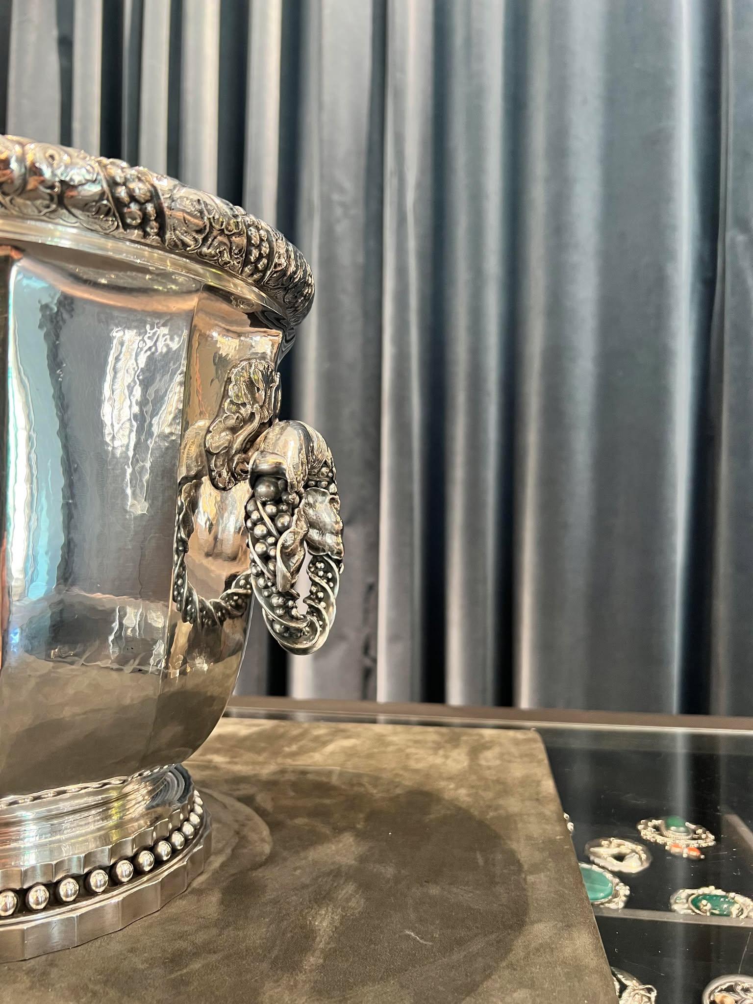Georg Jensen Cubo/enfriador de vino de plata de ley 357 principios del siglo XX