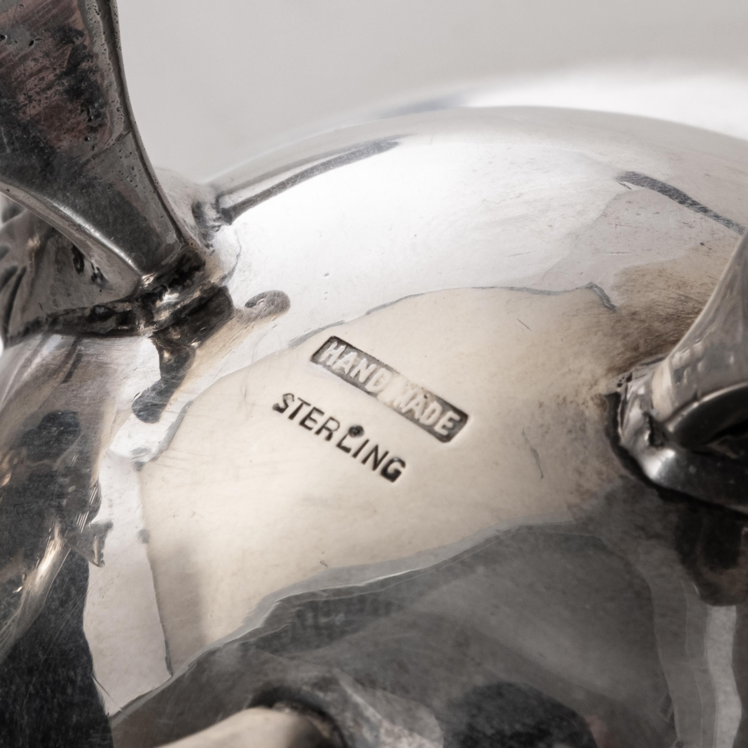 Service à thé danois en argent sterling de style Georg Jensen (3 pièces) en vente 1