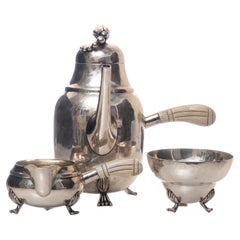 Georg Jensen Style, Danish Sterling Silver Tea Set (3 pc)