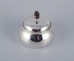 Georg Jensen sugar bowl in sterling silver with an ebony lid knob. Model 80C.