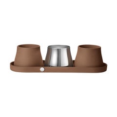 Georg Jensen Terra Tray & Set of Three Pots in Terracotta and Stainless Steel