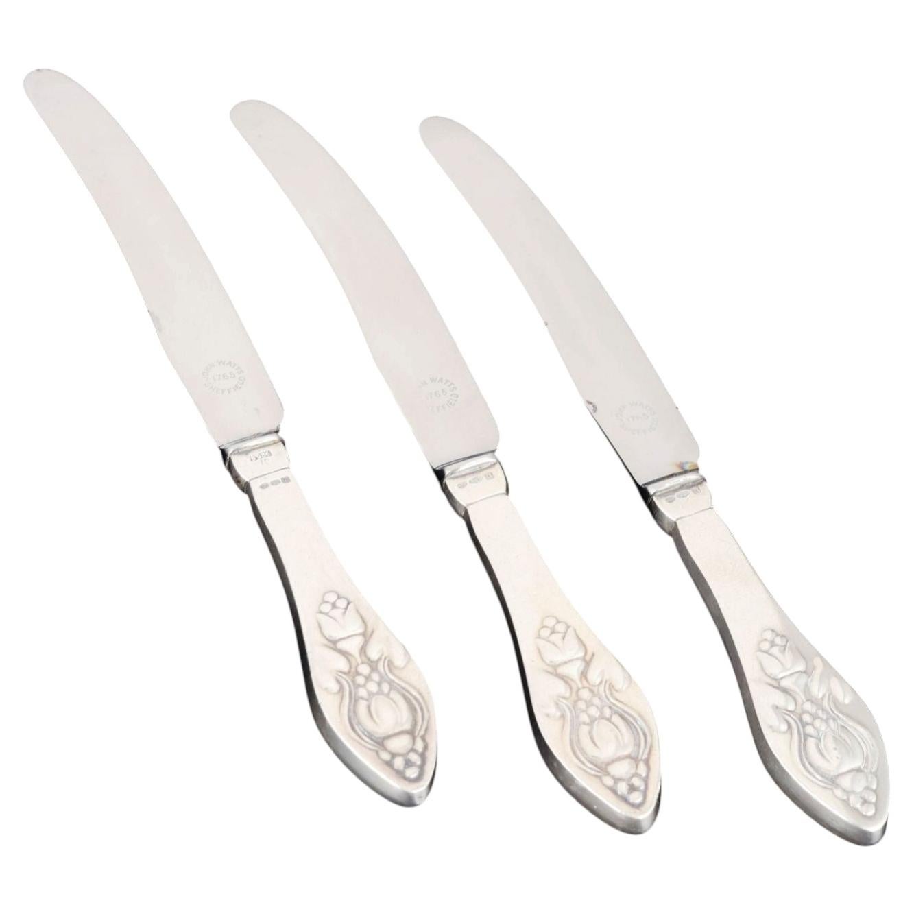Georg Jensen. Three fruit knives in sterling silver. "Fuchsia" pattern. For Sale