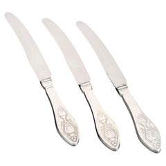 Georg Jensen. Three fruit knives in sterling silver. "Fuchsia" pattern.
