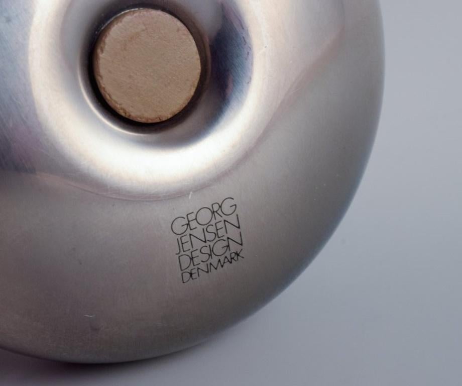 Stainless Steel Georg Jensen, three pieces in stainless steel. Salt & pepper shakers, ashtray.