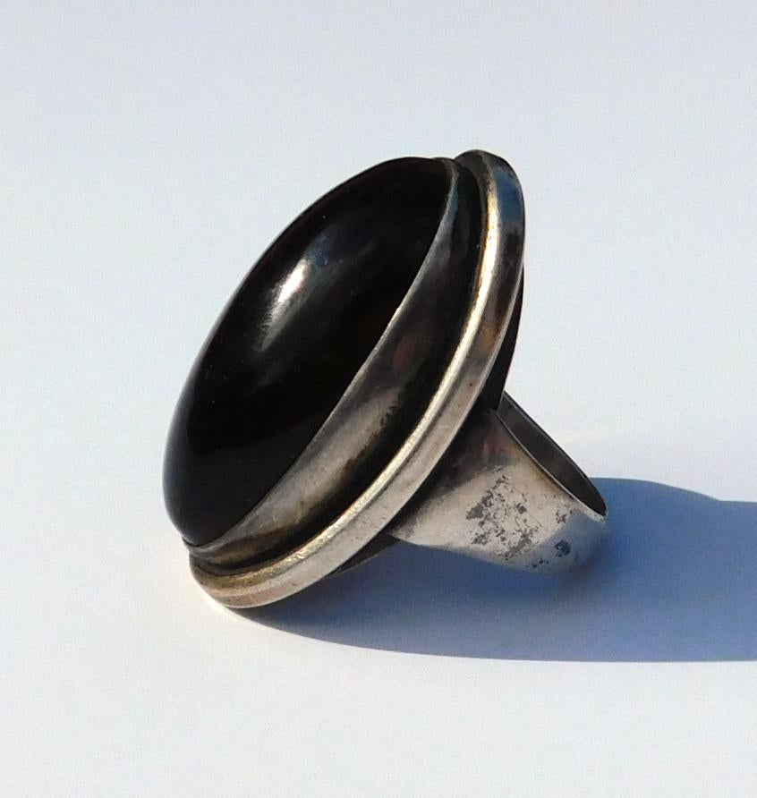 Georg Jensen Tiger Eye and Sterling Ring, circa 1950s In Good Condition In Phoenix, AZ