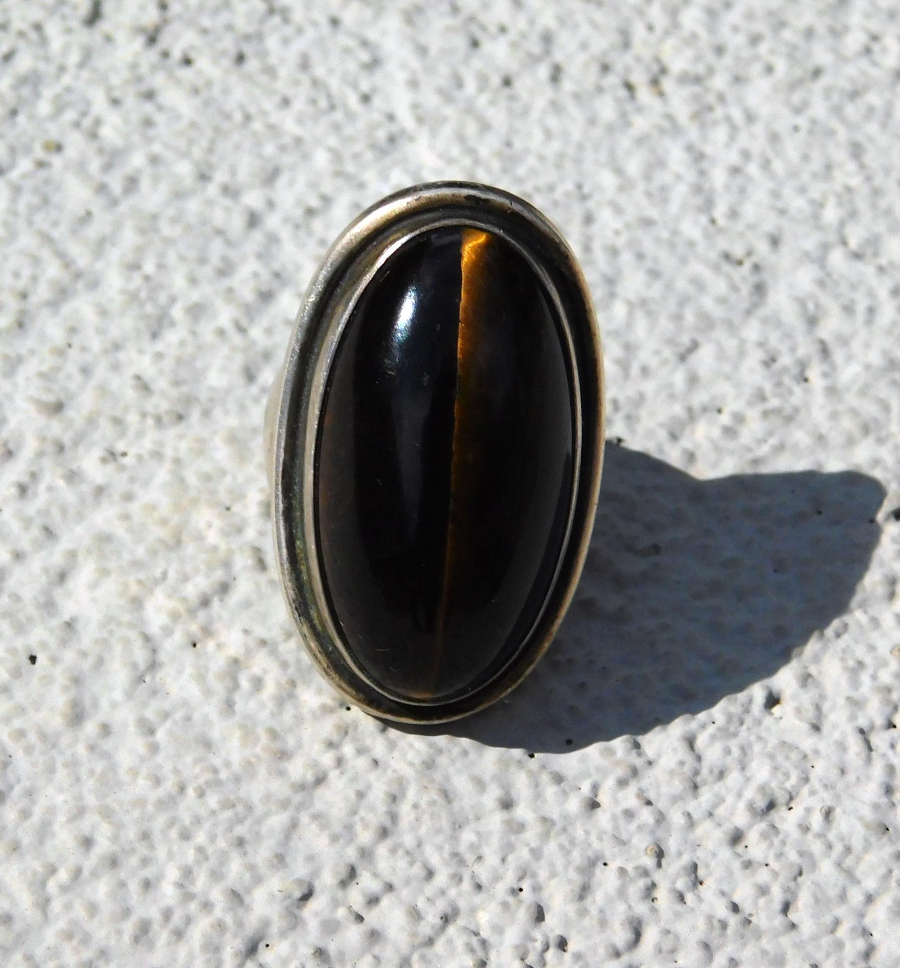 Georg Jensen Tiger Eye and Sterling Ring, circa 1950s 1