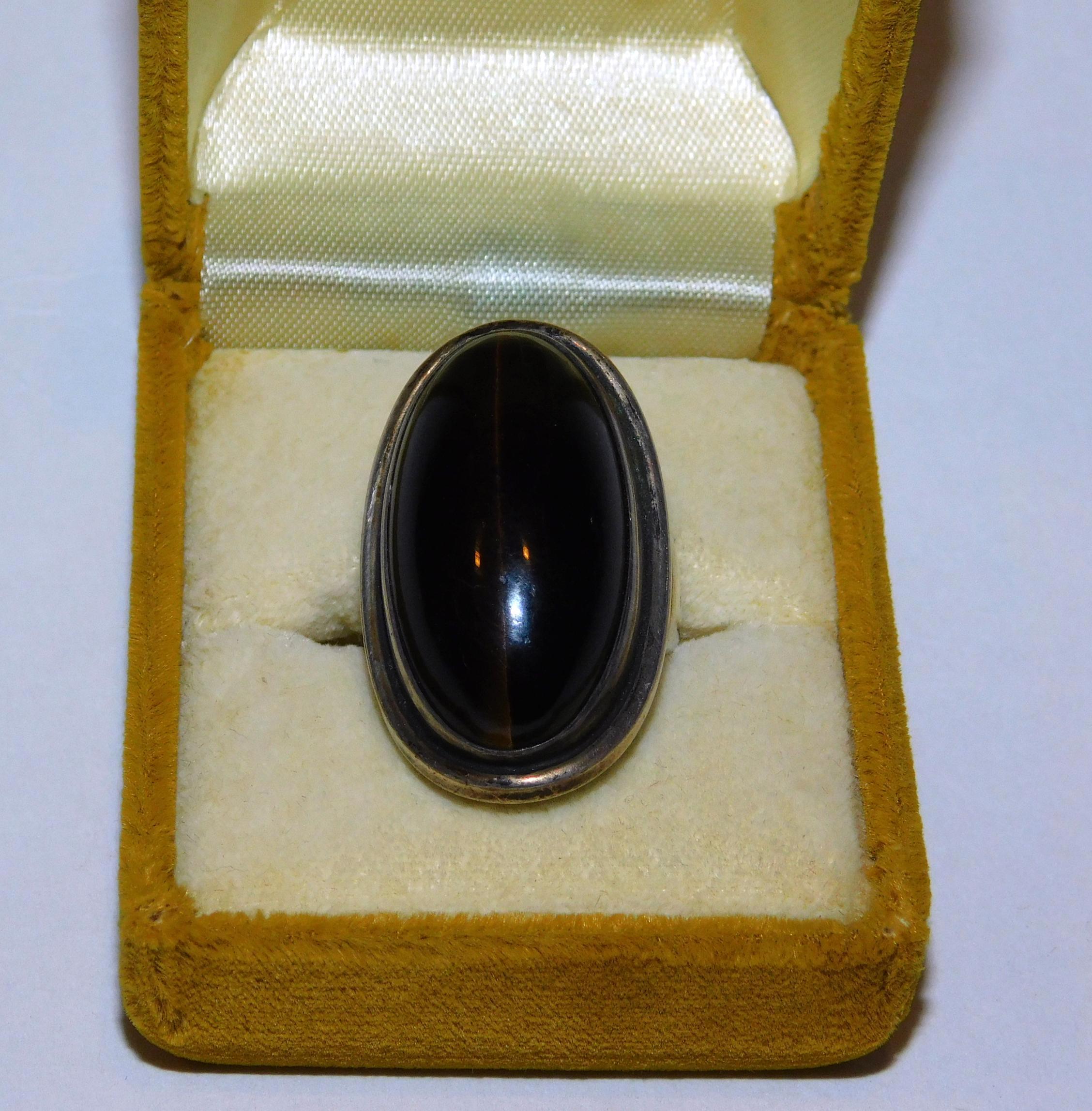 Georg Jensen Tiger Eye and Sterling Ring, circa 1950s 3