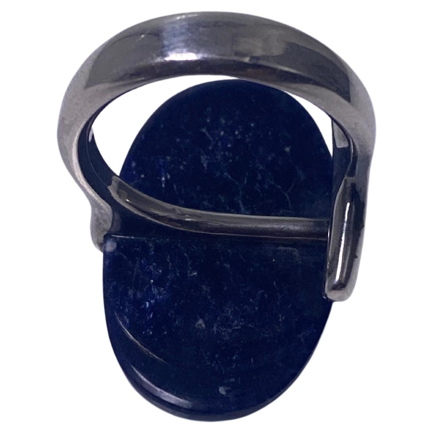 Georg Jensen Torun Bulow-Hube Sodalite Ring C.1970 In Good Condition For Sale In Toronto, ON