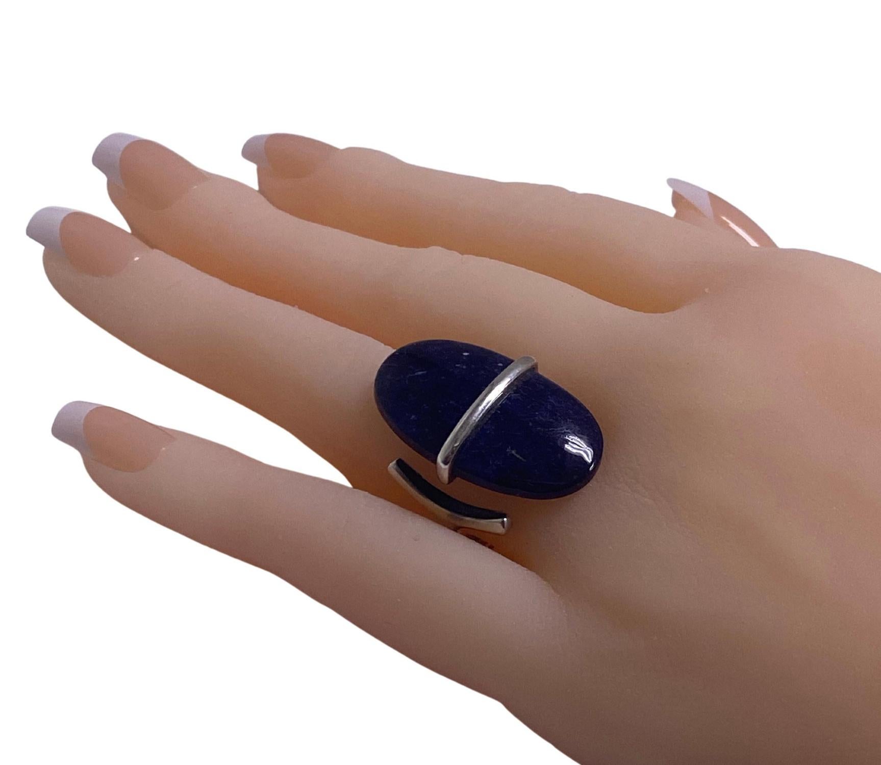 Georg Jensen, bague Torun Bulow-Hube en sodalite, C.1970 en vente 1