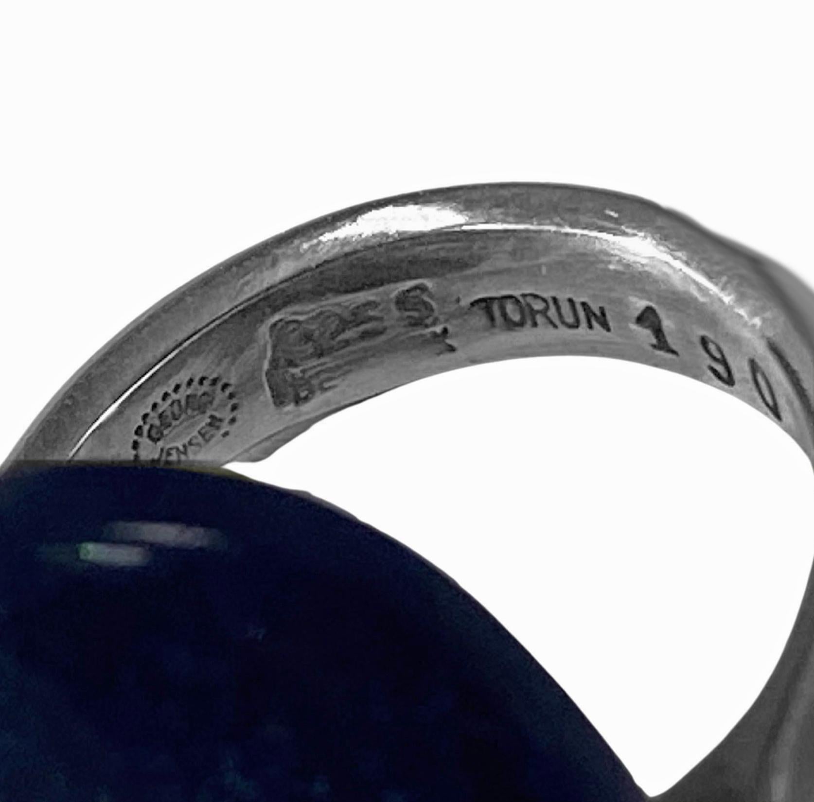 Georg Jensen Torun Bulow-Hube Sodalite Ring C.1970 For Sale 4
