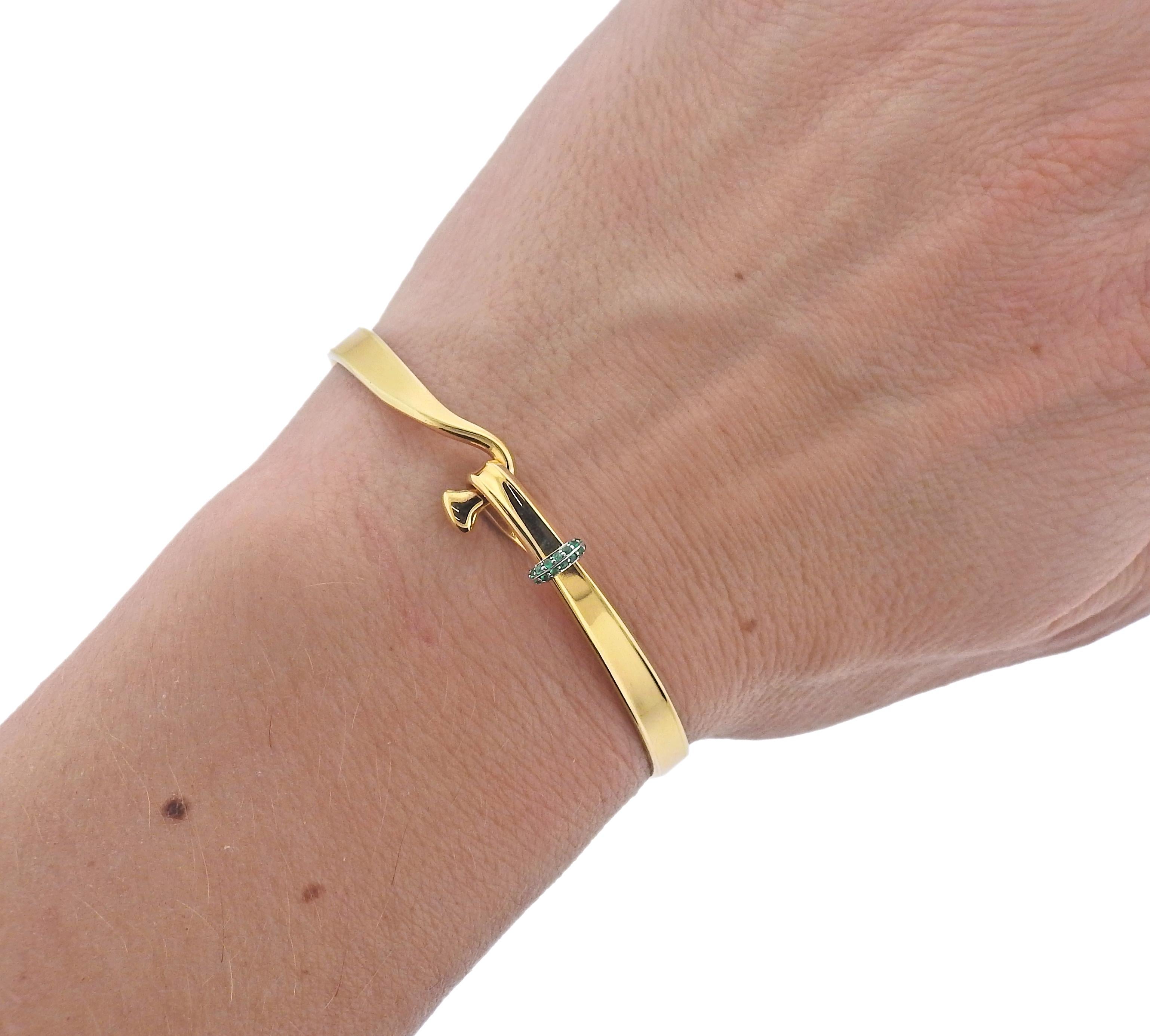 Georg Jensen Torun Haken Gold Smaragd-Armband 1204 im Zustand „Neu“ im Angebot in Lambertville, NJ