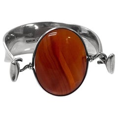 Georg Jensen Torun Red Agate Bangle No 203 C. 1960