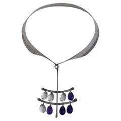 Georg Jensen Torun Sterling Amethyst Quartz Necklace, circa 1960