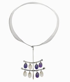 Georg Jensen Torun Sterling Amethyst Quartz Necklace, circa 1960