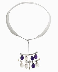 Georg Jensen Torun Sterling Amethyst Quartz Necklace, circa 1960