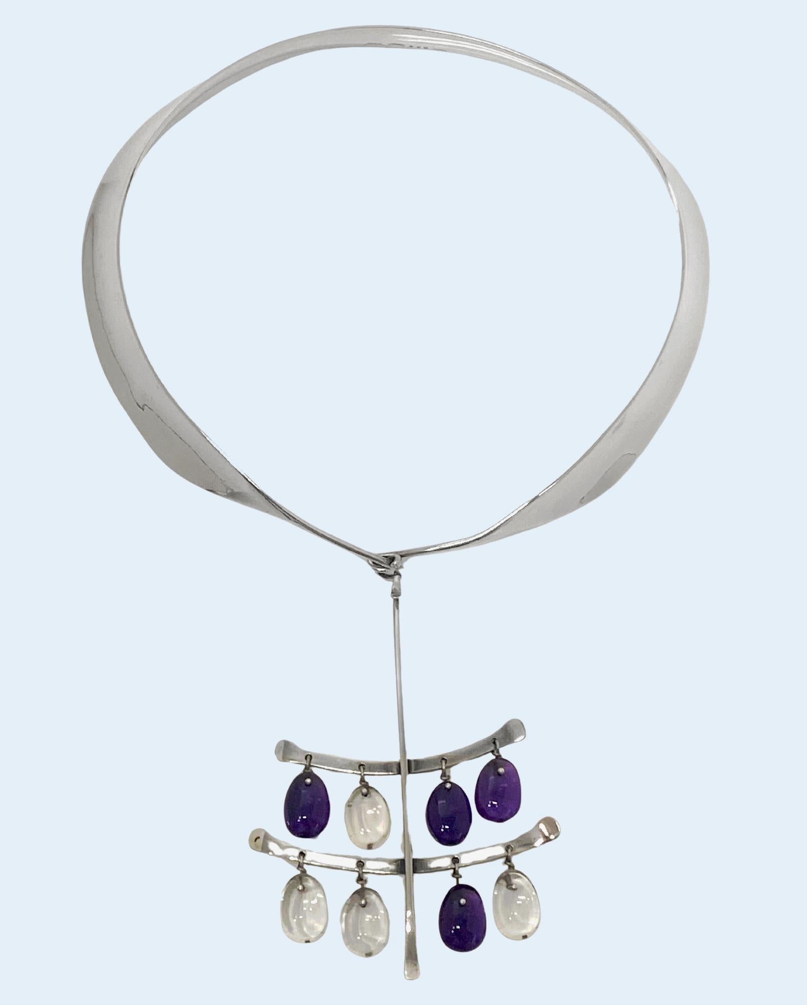 Collier en quartz améthyste Georg Jensen Torun, vers 1960 Bon état - En vente à Toronto, ON