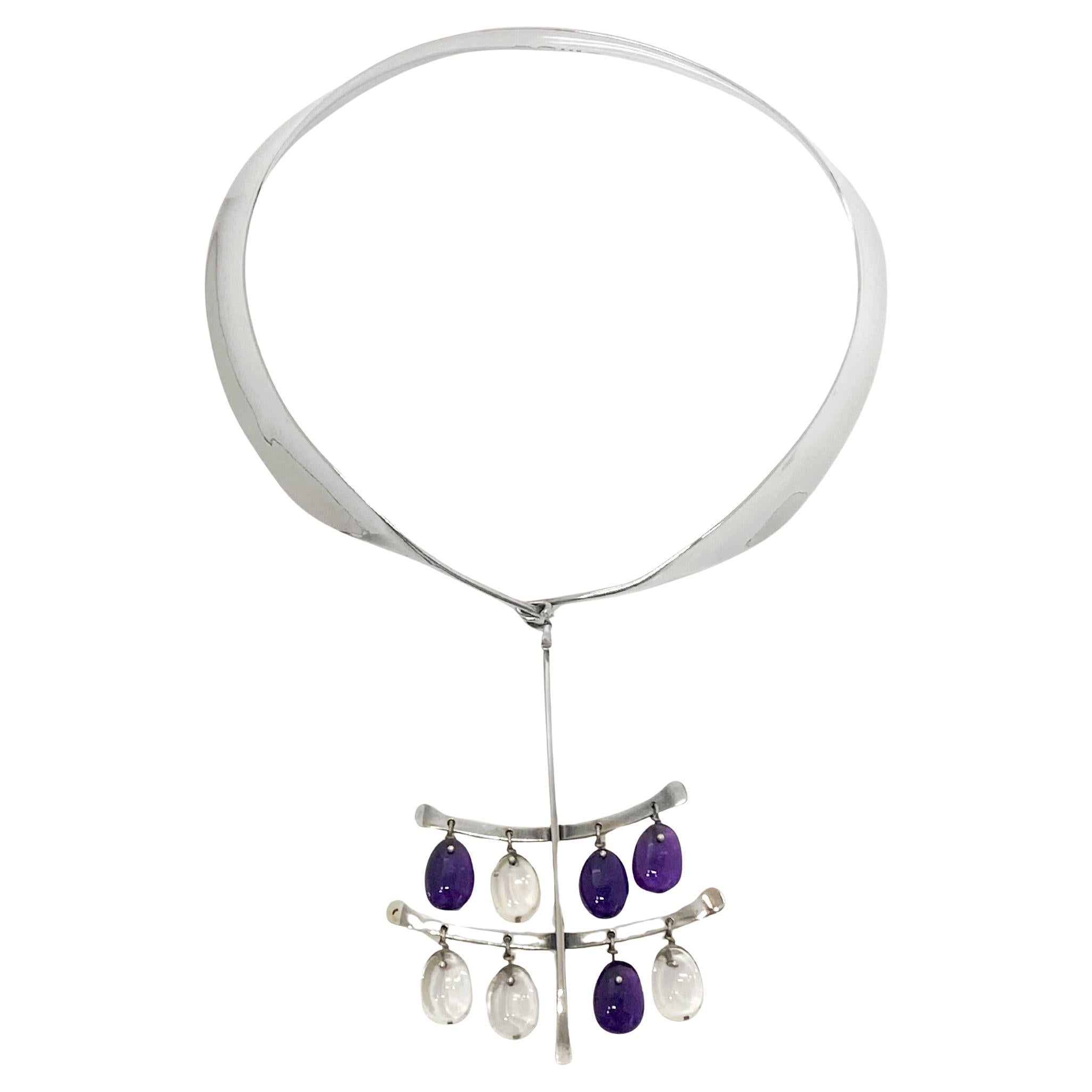 Collier en quartz améthyste Georg Jensen Torun, vers 1960 en vente