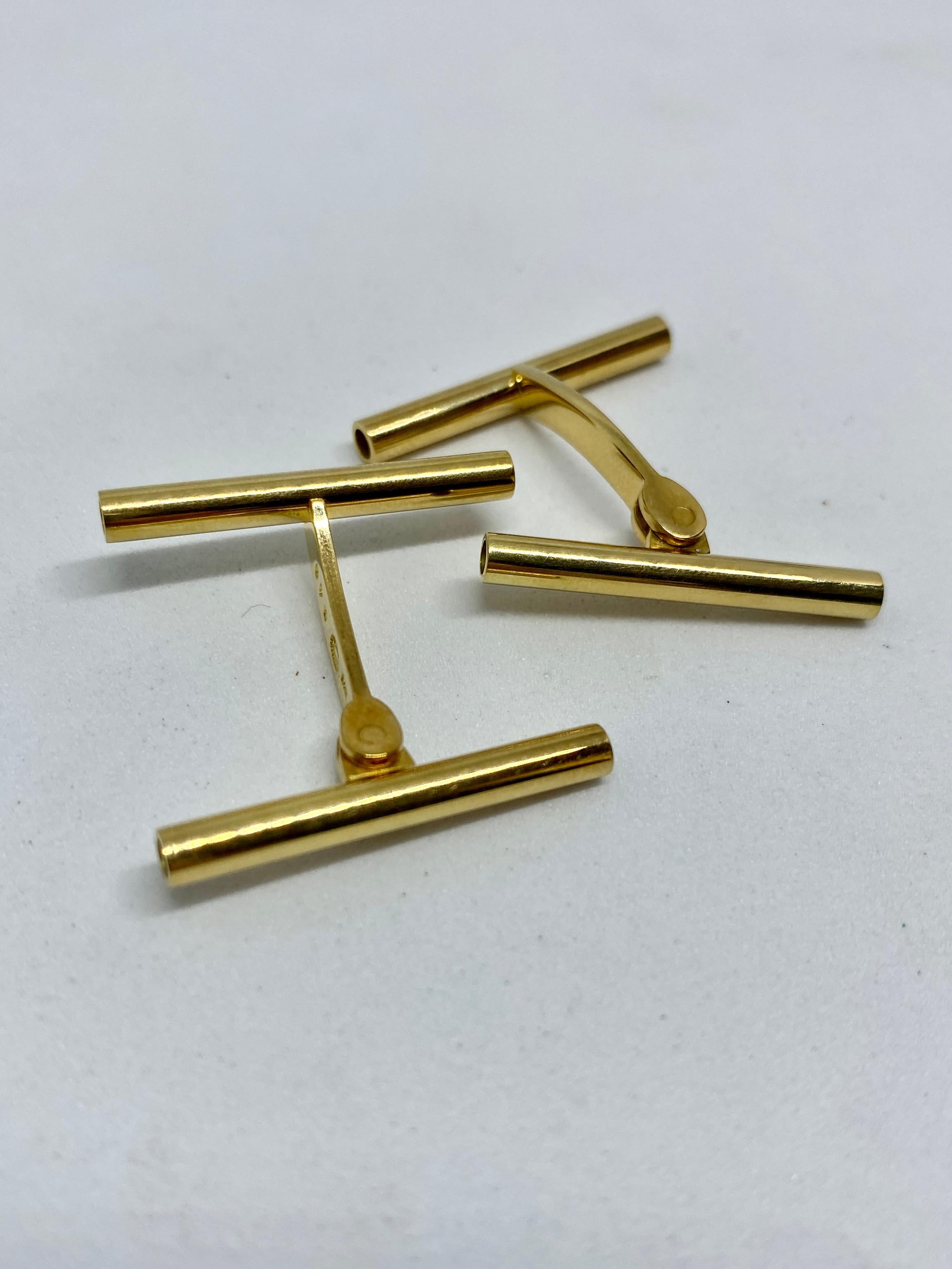 Contemporary Tubular Cufflinks in 18K Yellow Gold by Georg Jensen For Sale