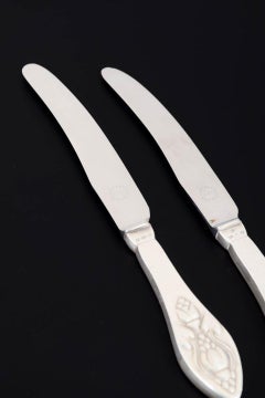 Georg Jensen. Two 'Fuchsia' fruit knives in sterling silver and stainless steel.