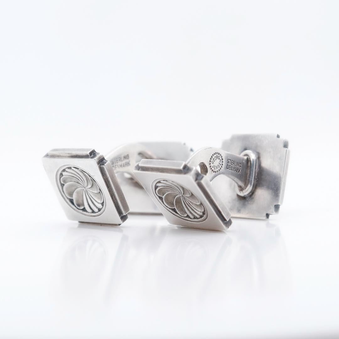 Georg Jensen USA Sterling Silver Modernist Cufflinks Model no. 56X For Sale 3