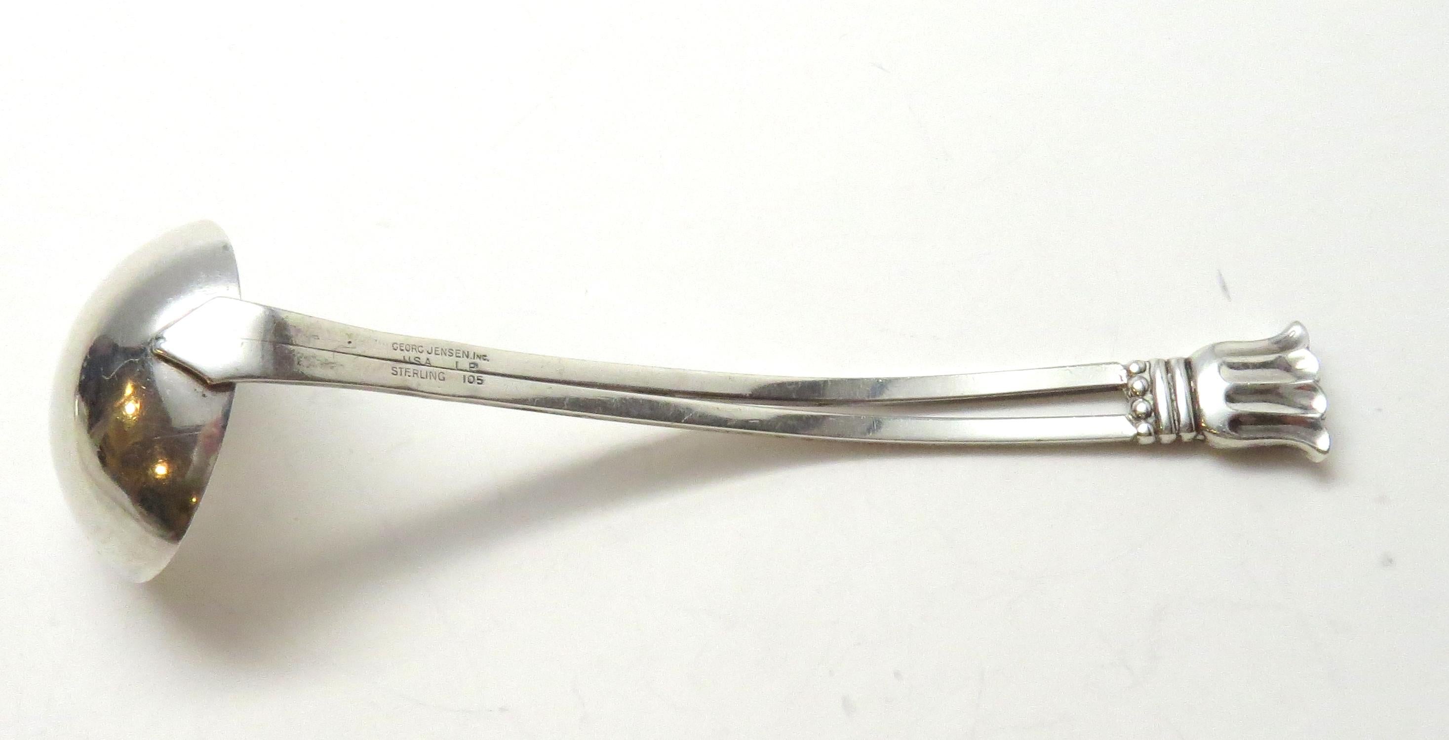 Georg Jensen USA Sterling Silver Tulip Handled Sauce Ladle Pattern 105 For Sale 1