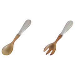 Georg Jensen, Viking, Salatbesteck aus 830 Silber und Horn.