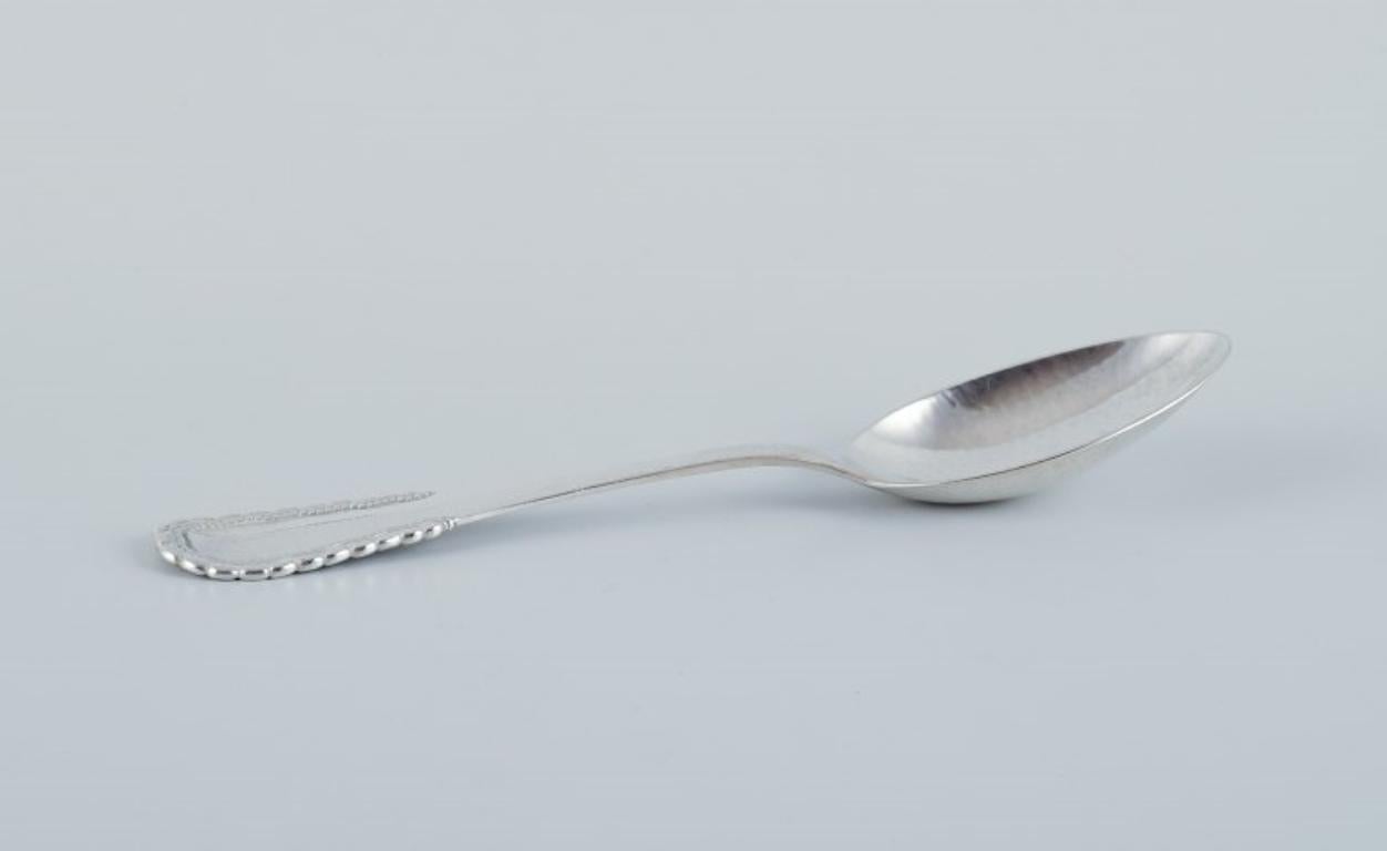 Danish Georg Jensen, Viking, set of seven large dinner spoons in 830 silver.  For Sale