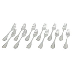 Georg Jensen, Viking,  zwölf große Tafelgabeln aus Silber und Sterlingsilber