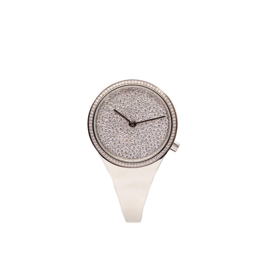 Georg Jensen Vivianna 34mm Stainless Steel Pave Set Diamond Dial Ref: VTOL ST 01 In Excellent Condition For Sale In București, RO
