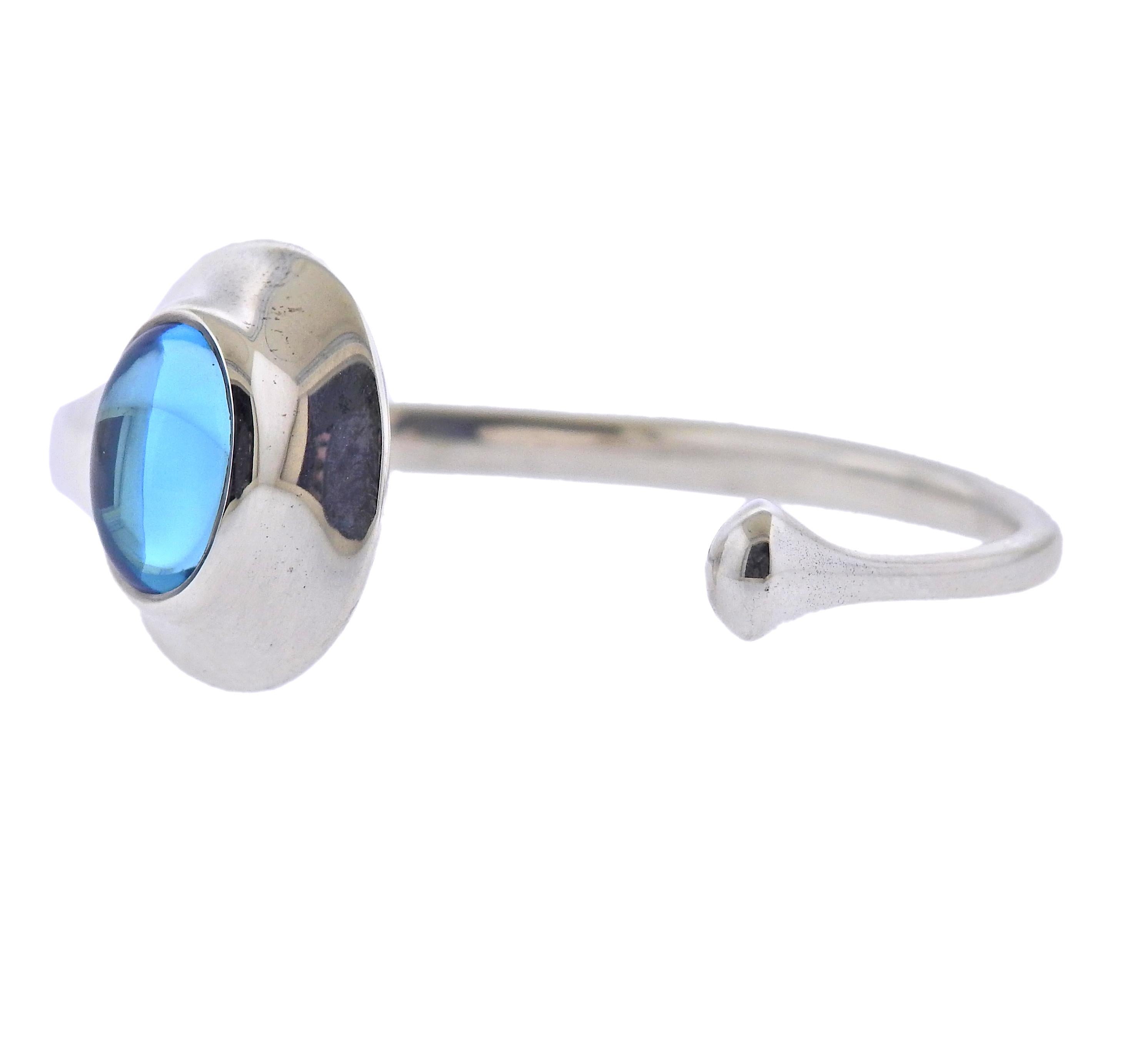 Cabochon Georg Jensen Vivianna Blue Topaz Silver Bracelet 269 Small For Sale