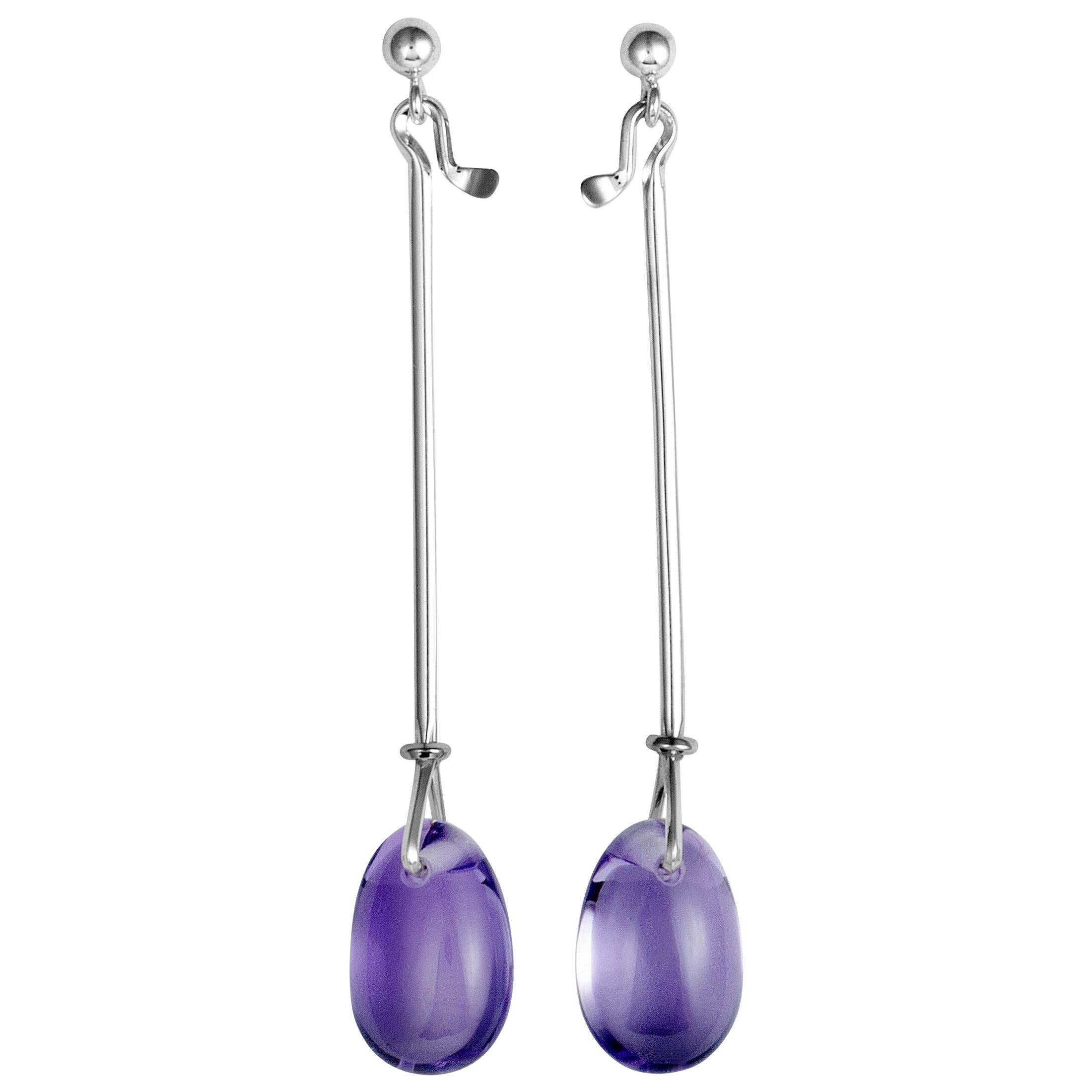 Georg Jensen Vivianna Silver and Amethyst Drop Earrings