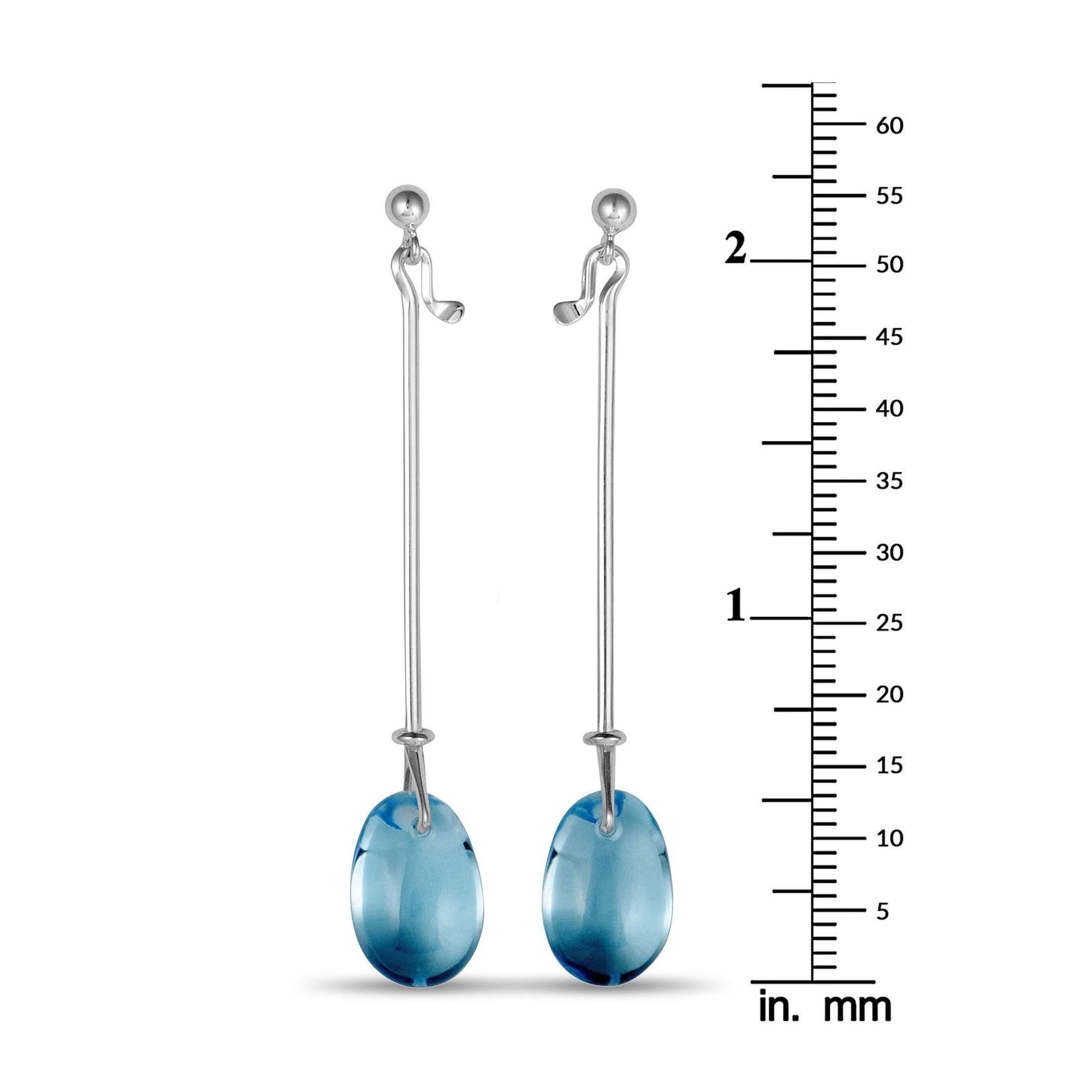 Georg Jensen Vivianna Silver and Blue Topaz Drop Earrings In New Condition In Southampton, PA