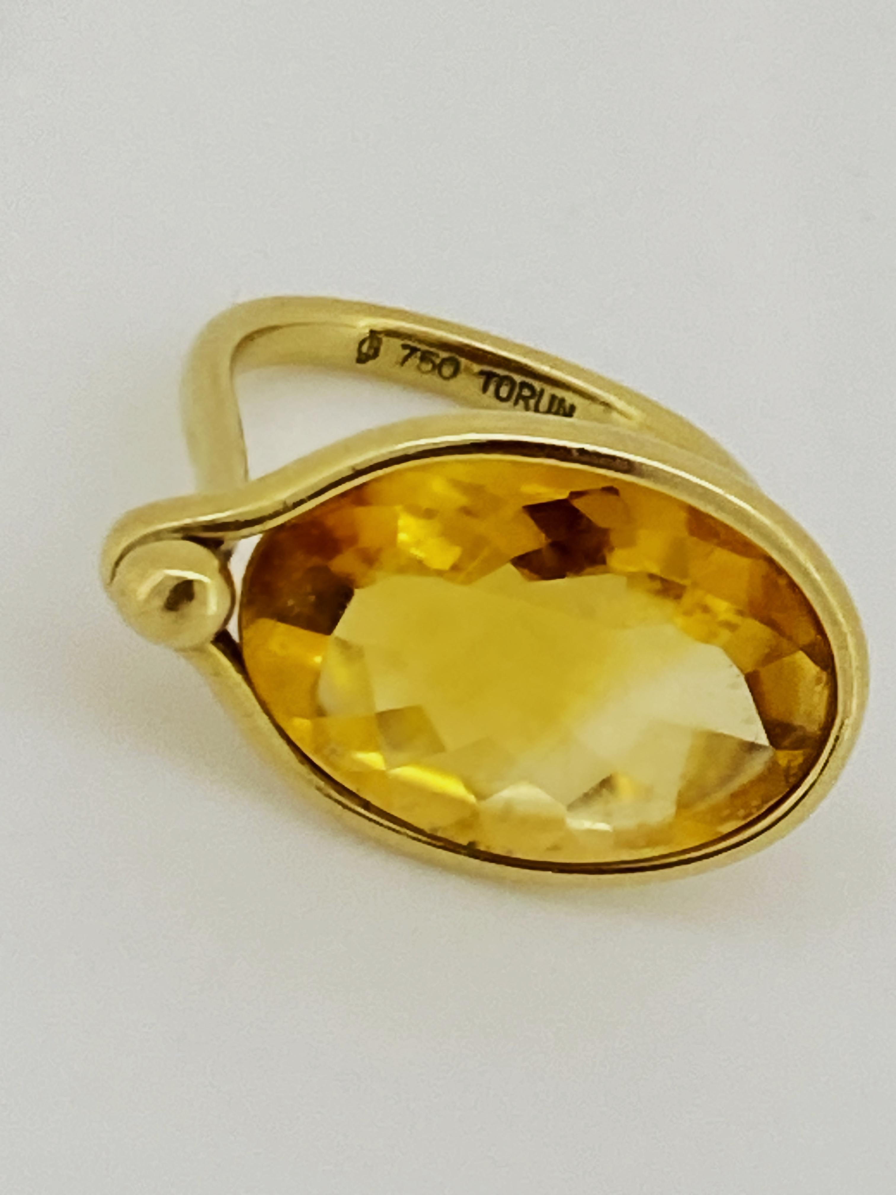 Oval Cut Georg Jensen Vivianna Torun 18K Yellow Gold & Citrine 