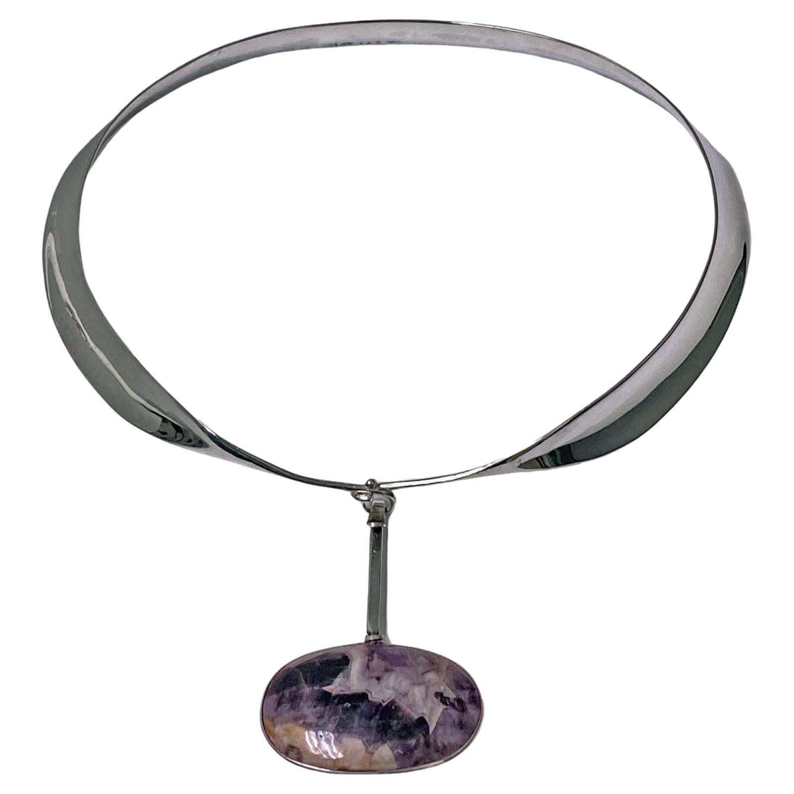 Georg Jensen Vivianna Torun Amethyst Pendant Necklace  C.1975