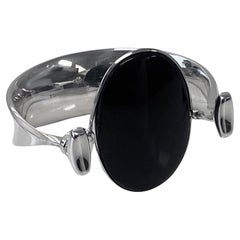 Retro Georg Jensen Vivianna Torun Onyx Bangle No 203A Circa 1969