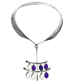 Georg Jensen Vivianna Torun Sterling Amethyst Quartz Necklace